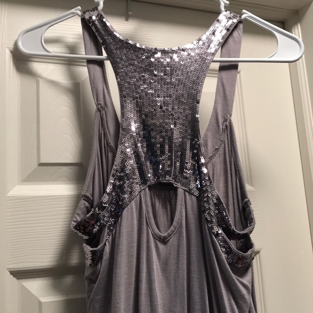 Tramp Silver Sparkle Razorback Tank Top Size Medium - Picture 3 of 6